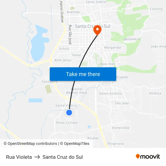 Rua Violeta to Santa Cruz do Sul map