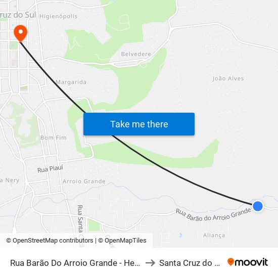 Rua Barão Do Arroio Grande - Helfer to Santa Cruz do Sul map