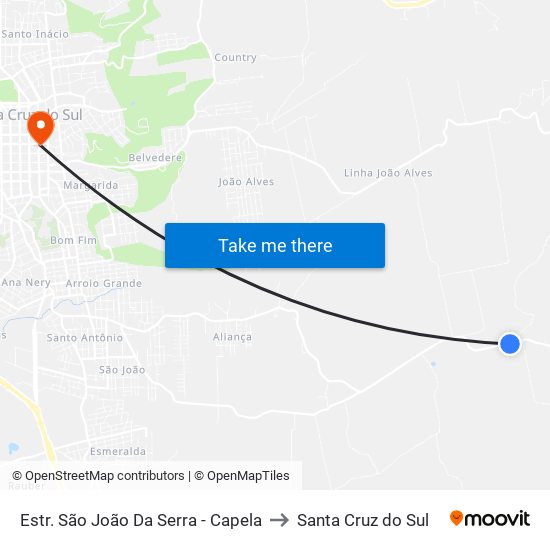 Estr. São João Da Serra - Capela to Santa Cruz do Sul map
