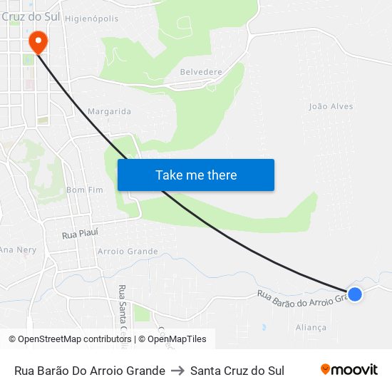 Rua Barão Do Arroio Grande to Santa Cruz do Sul map