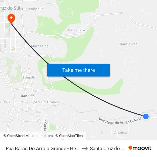 Rua Barão Do Arroio Grande - Helfer to Santa Cruz do Sul map