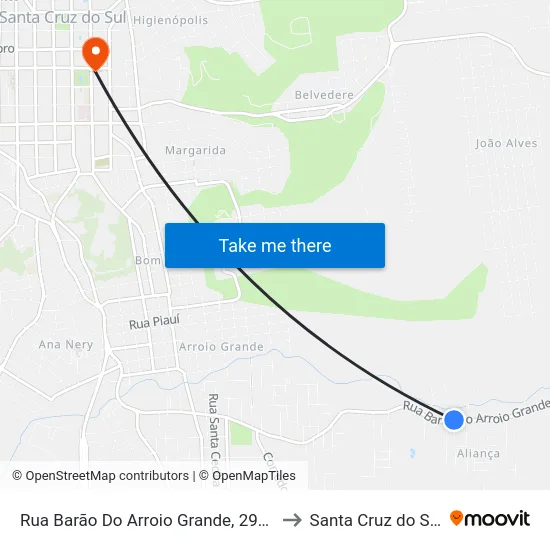 Rua Barão Do Arroio Grande, 2950 to Santa Cruz do Sul map