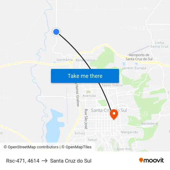 Rsc-471, 4614 to Santa Cruz do Sul map