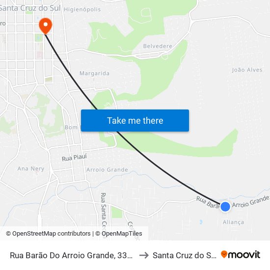 Rua Barão Do Arroio Grande, 3363 to Santa Cruz do Sul map