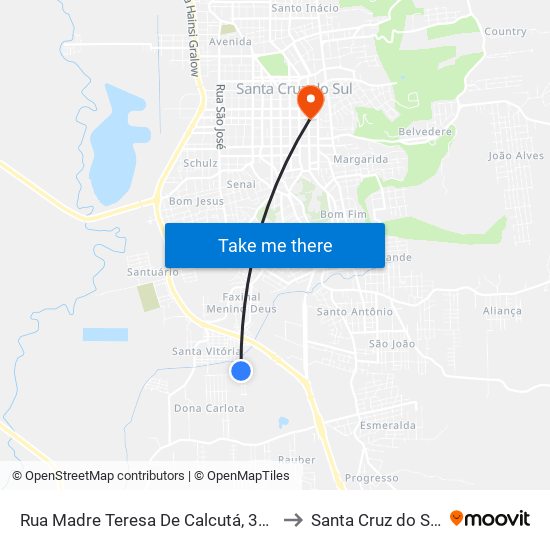 Rua Madre Teresa De Calcutá, 331 to Santa Cruz do Sul map