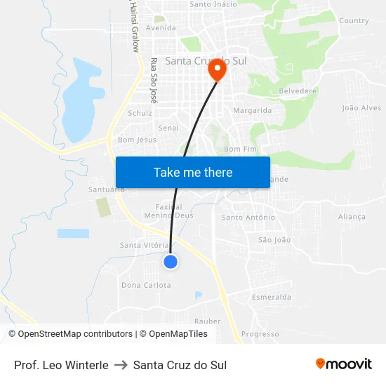 Prof. Leo Winterle to Santa Cruz do Sul map