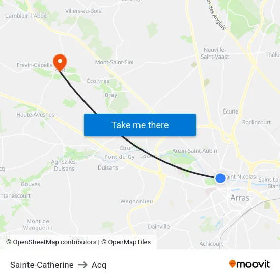 Sainte-Catherine to Acq map