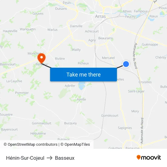 Hénin-Sur-Cojeul to Basseux map