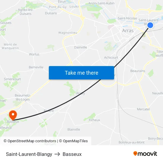 Saint-Laurent-Blangy to Basseux map