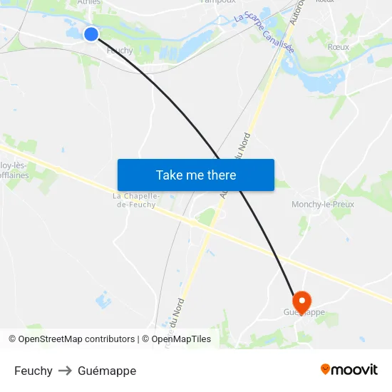 Feuchy to Guémappe map