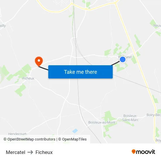 Mercatel to Ficheux map