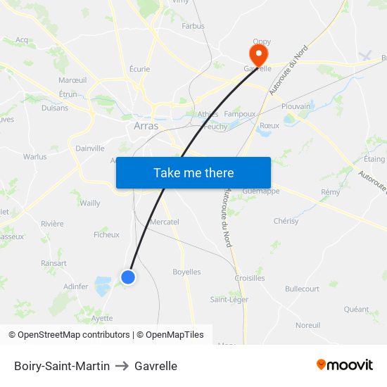 Boiry-Saint-Martin to Gavrelle map