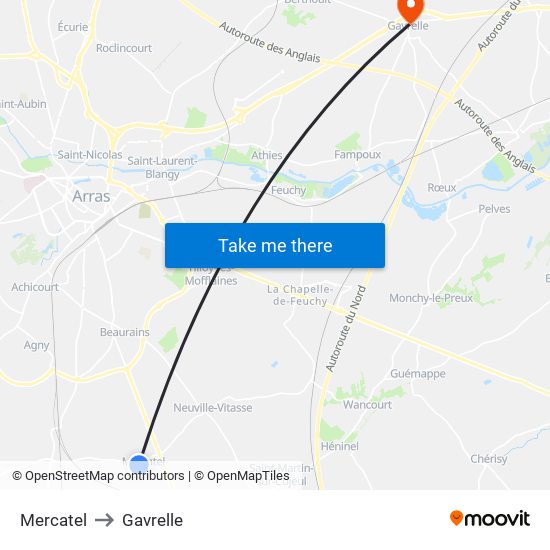 Mercatel to Gavrelle map