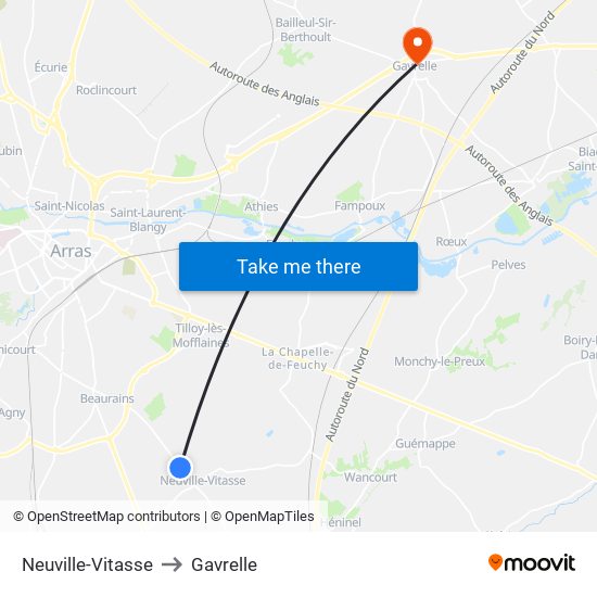 Neuville-Vitasse to Gavrelle map