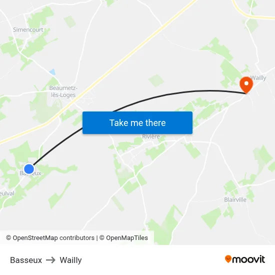 Basseux to Wailly map