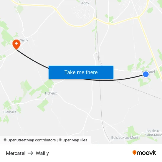 Mercatel to Wailly map