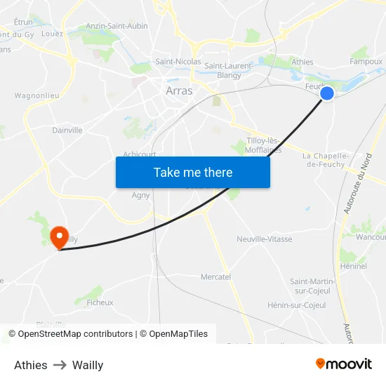Athies to Wailly map