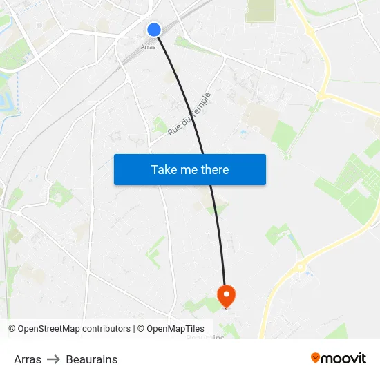 Arras to Beaurains map
