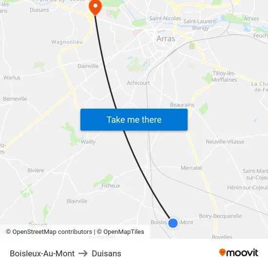 Boisleux-Au-Mont to Duisans map