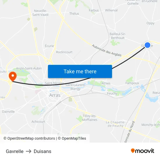 Gavrelle to Duisans map