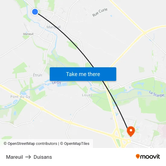 Mareuil to Duisans map