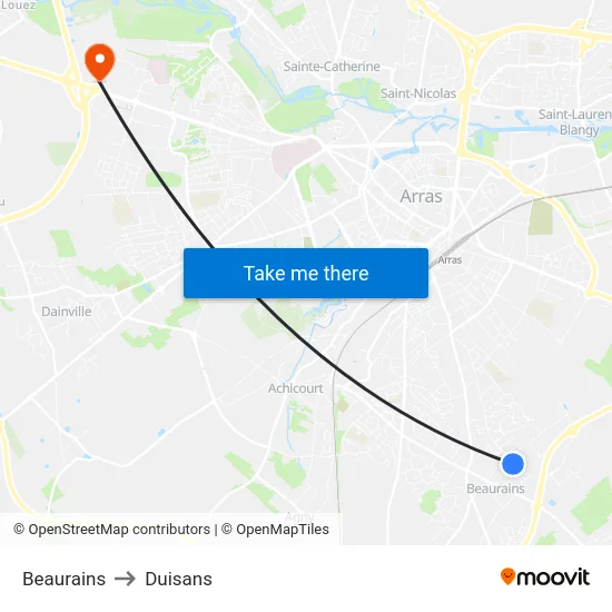 Beaurains to Duisans map