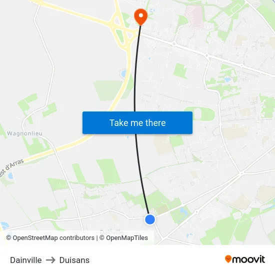Dainville to Duisans map