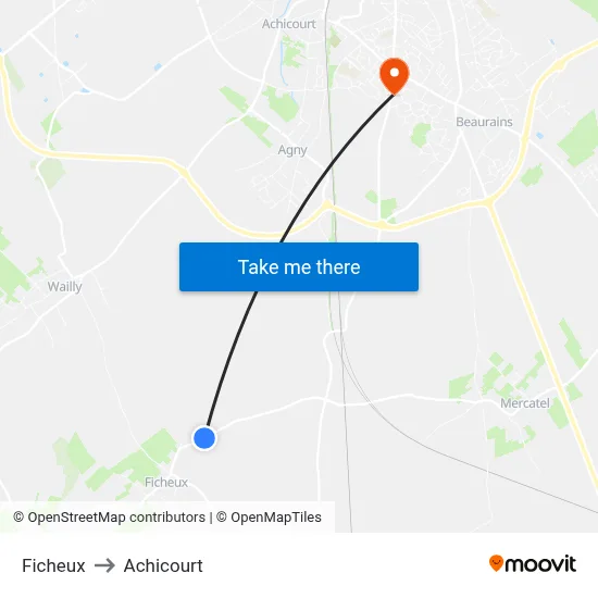 Ficheux to Achicourt map