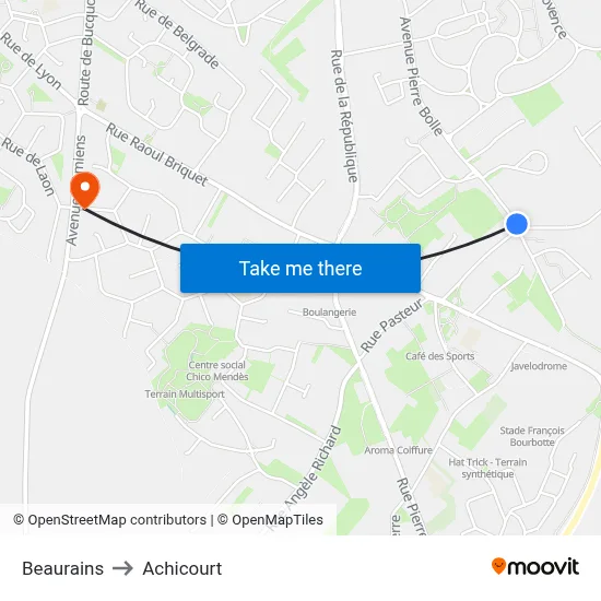 Beaurains to Achicourt map