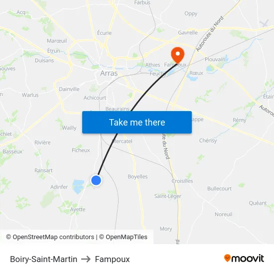 Boiry-Saint-Martin to Fampoux map