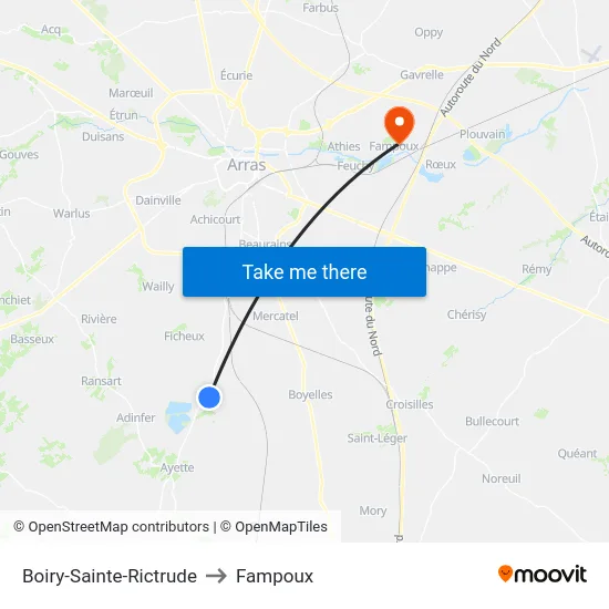 Boiry-Sainte-Rictrude to Fampoux map