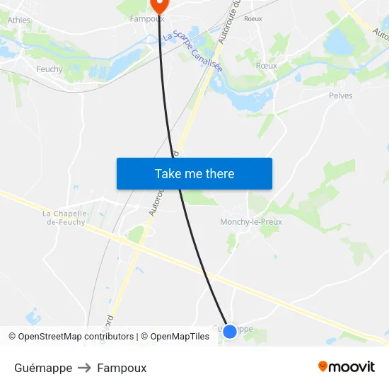 Guémappe to Fampoux map