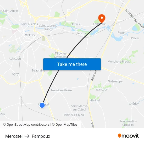 Mercatel to Fampoux map