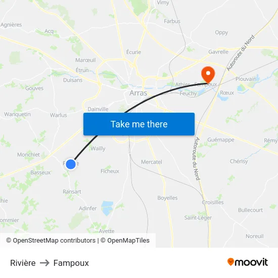 Rivière to Fampoux map