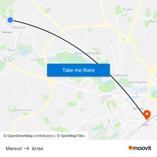 Mareuil to Arras map