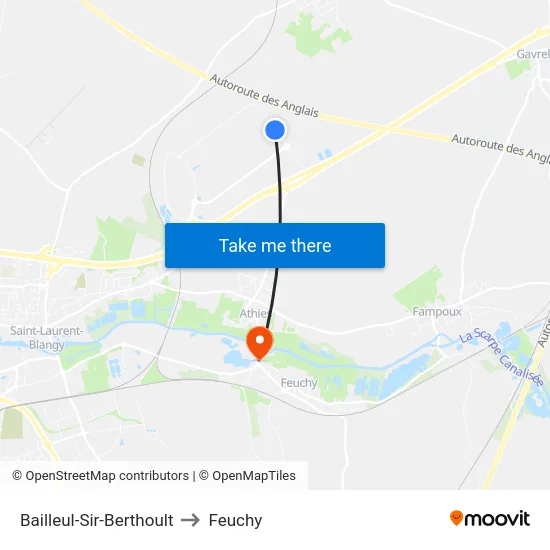 Bailleul-Sir-Berthoult to Feuchy map