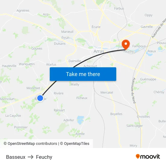 Basseux to Feuchy map