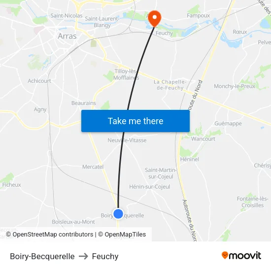 Boiry-Becquerelle to Feuchy map