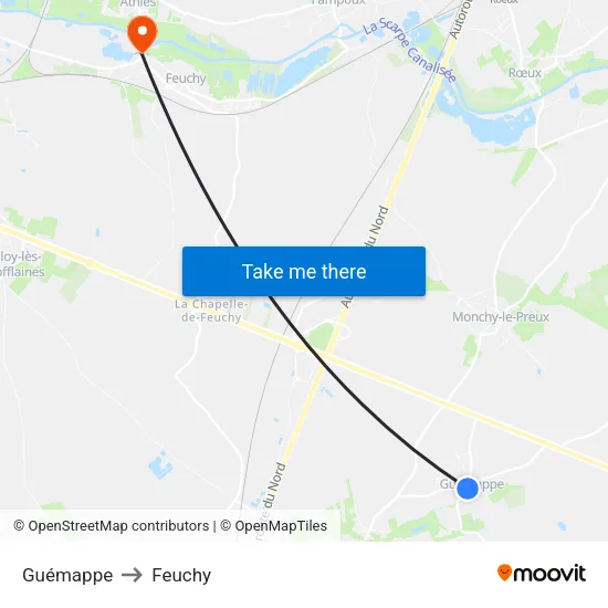 Guémappe to Feuchy map
