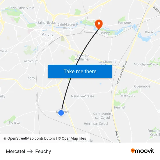 Mercatel to Feuchy map