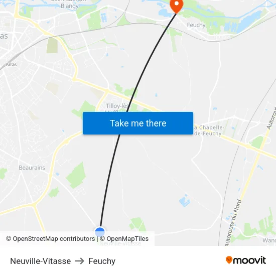 Neuville-Vitasse to Feuchy map