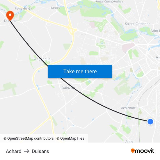 Achard to Duisans map