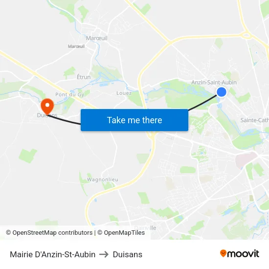 Mairie D'Anzin-St-Aubin to Duisans map