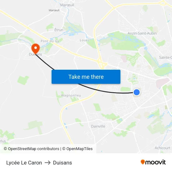 Lycée Le Caron to Duisans map