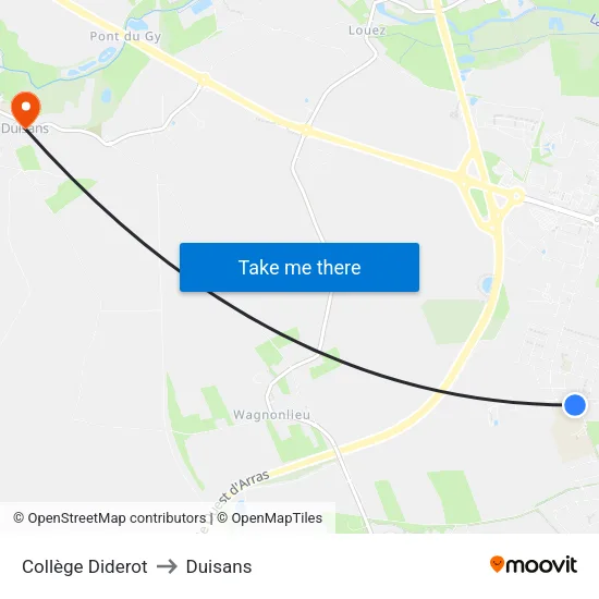 Collège Diderot to Duisans map