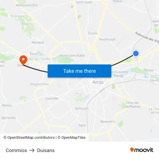 Commios to Duisans map