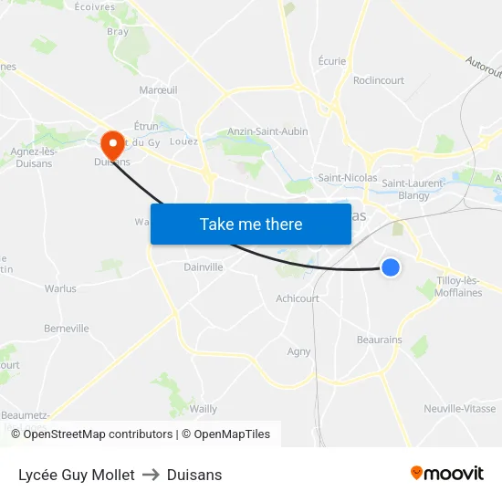 Lycée Guy Mollet to Duisans map