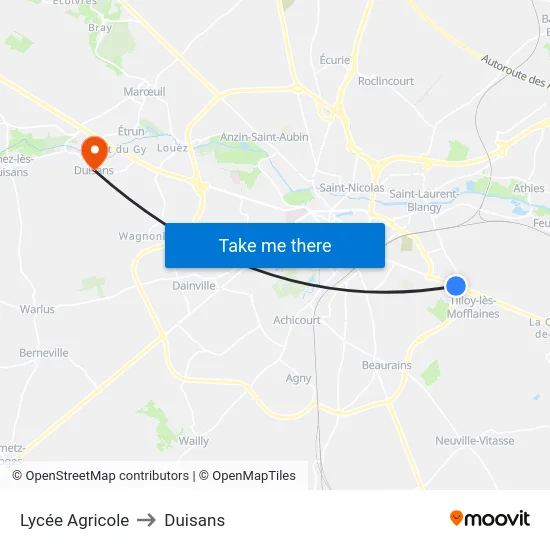 Lycée Agricole to Duisans map