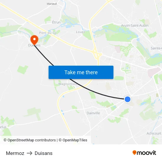 Mermoz to Duisans map