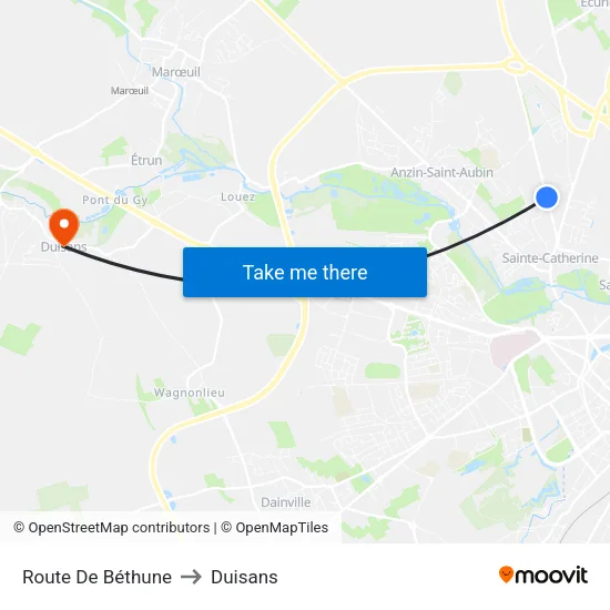 Route De Béthune to Duisans map